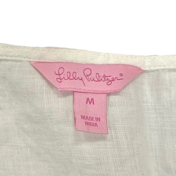 Lilly Pulitzer Breakers Row Blue Ombre Linen Tunic Top Embroidered Women's M - Picture 2 of 4